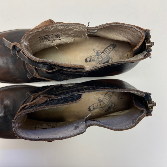 Freebird By Steve Womens Brown Leather Surge Boho Open Side Ankle Booties Size 8 - Picture 10 of 13